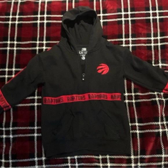 NBA Raptors Kids Black Hoodie with Red Accents - Picture 1 of 6